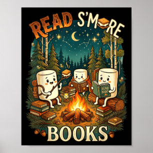 Poster Leia mais livros fofo leitura ao redor da fogueira
