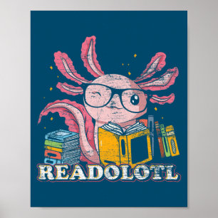 Poster Leia o livro Axolotl Engraçado Leitura de Peixes