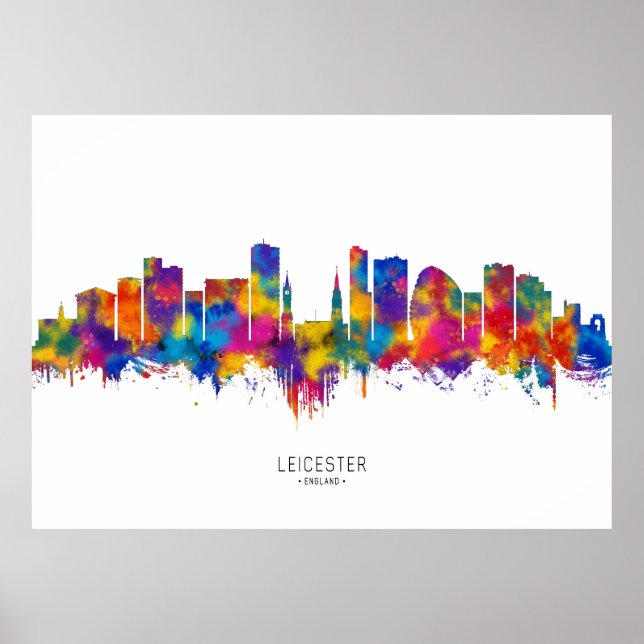 Poster Leicester England Skyline (Frente)