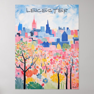 Poster Leicester Travel City Wall Art Painting Aesthetic