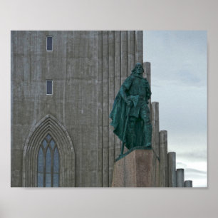 Poster Leif Erikson, Hallgrimskirkja, Reykjavik, Islândi