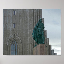 Poster Leif Erikson, Hallgrimskirkja, Reykjavik, Islândia