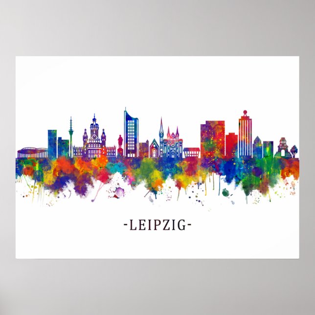 Poster Leipzig Alemanha Skyline (Frente)