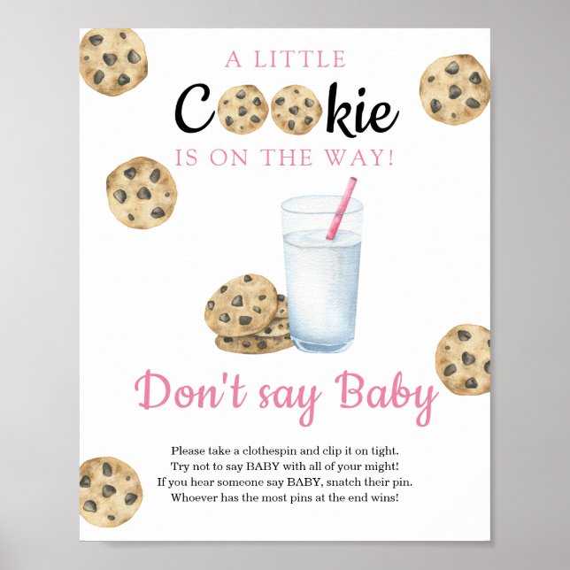 Poster Leite & biscoitos Chá de bebê Não diga bebê (Frente)