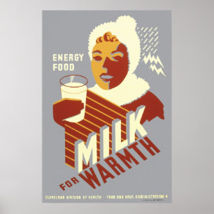 Poster Leite da comida da energia para o calor
