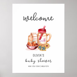 Poster Leite e Cookie Gênero Chá de fraldas neutro Bem-vi
