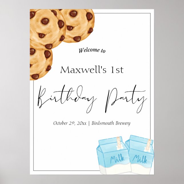 Poster Leite e Cookie Sinal de Boas-vindas (Frente)