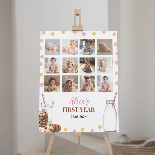 Poster Leite E Cookies Foto De Aniversário Sinal De Marco (Criador carregado)