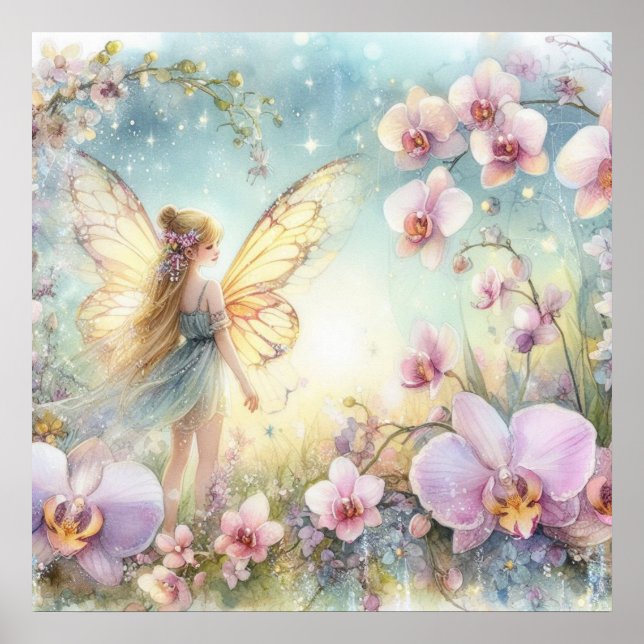 Poster Leite e flores em cor pastosa, aquarela (Frente)