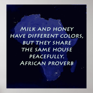 Poster Leite e mel - provérbio africano