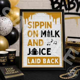 Poster Leite e Suco Aniversário de Hip Hop dos Anos 90 |
