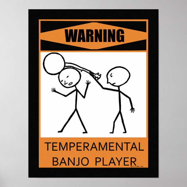 Poster Leitor de Banjo Temperado de Aviso (Frente)