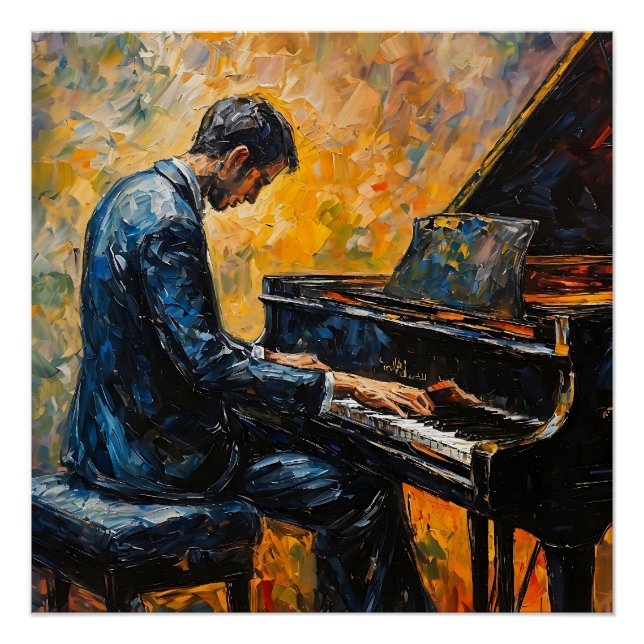 Pôster Leitor de Piano - Pintura de Óleo (Frente)