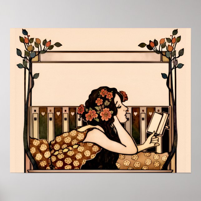 Poster Leitor Vintage Art Nouveau (Frente)
