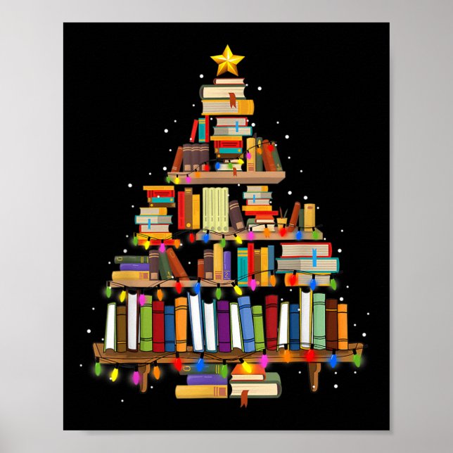 Poster Leitura de Bibliotecas de Luzes de Árvore de Natal (Frente)