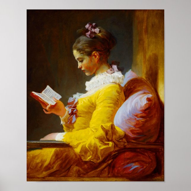 Pôster Leitura de Menina - pintura do século XVIII (Frente)