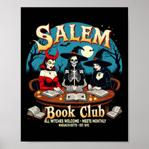 Poster Leitura do Salem Book Club Bruxas Gótica Halloween