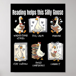 Poster Leitura engraçada ajuda esta bibliotecária gansa b