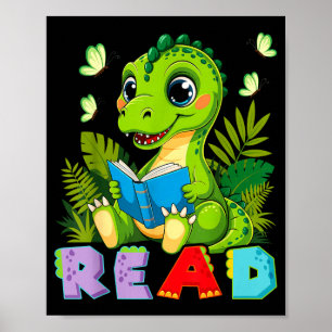 Poster Leitura engraçada dinossauro t rex dino amante de