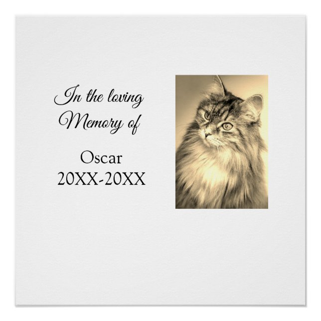 Pôster lembrança amorosa funeral adicionar nome do animal (Frente)