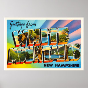 Poster Lembrança branca do viagem de New Hampshire NH da
