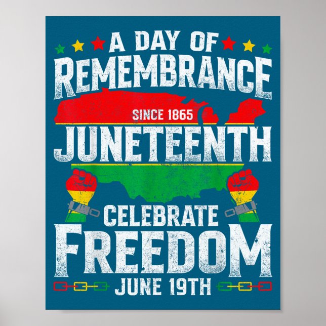 Poster Lembrança celebra liberdade juneteenth preto (Frente)