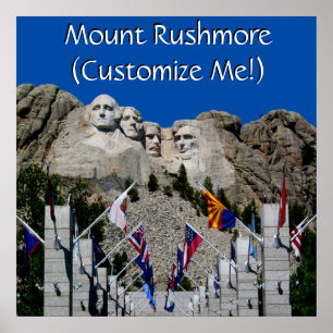 Pôster Lembrança customizável da foto do Monte Rushmore