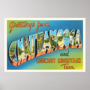 Poster Lembrança das viagens vintage de Chattanooga