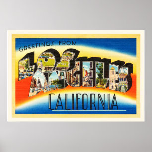 Poster Lembrança das viagens vintage de Los Angeles
