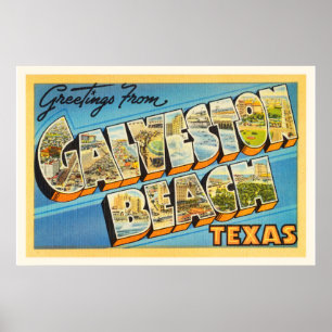 Poster Lembrança das viagens vintage de Texas TX da prai