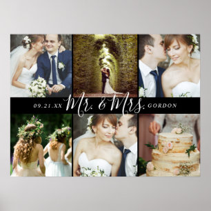 Poster Lembrança de Casamento Sr. e Sra. 6 Colagem de Fot