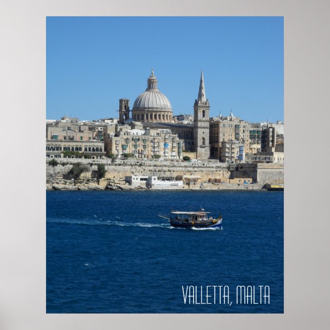 Poster Lembrança de férias da paisagem de Valletta Malta (Frente)