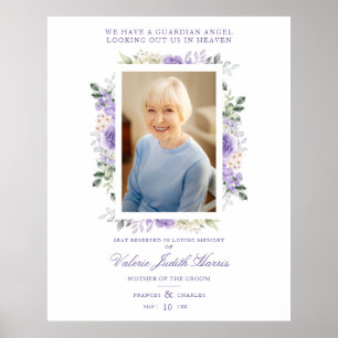 Poster Lembrança de Fotos Casamento Queridos Tons Roxos