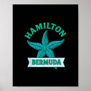 Poster Lembrança de Viagem Férias Hamilton Bermuda Estrel