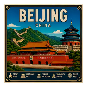 Pôster 🧲 Lembrança de Viagem para Beijing China para Vis