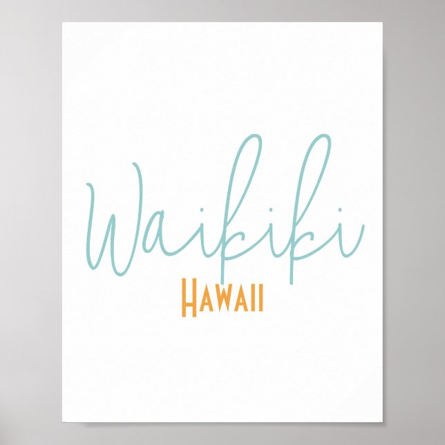 Poster Lembrança de Waikiki Havaí (Frente)