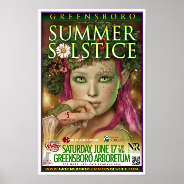 Poster Lembrança do Solstício de Verão de Greensboro 2017 (Frente)