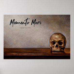 Poster Lembrança Mori - crânio na mesa