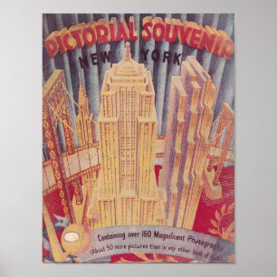 Poster Lembrança pictórico da Nova Iorque do vintage