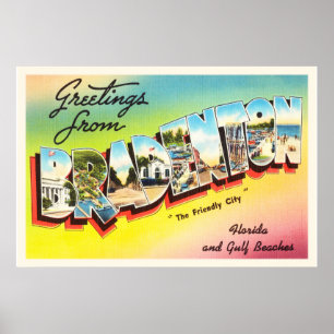 Poster Lembrança velha das viagens vintage de Bradenton