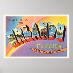 Poster Lembrança velha das viagens vintage de Orlando