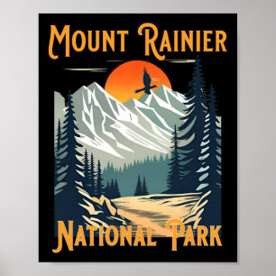 Poster Lembrança Vintage do Parque Nacional Mount Rainier