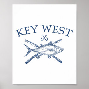 Poster Lembranças de Key West Flórida Pesca Vintage