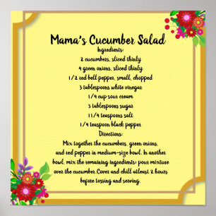 Poster Lembranças do Cartaz da Receita de Salada de Pepin