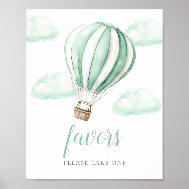 Poster Lembrancinhas de chá de bebê de balão de ar quente (Frente)
