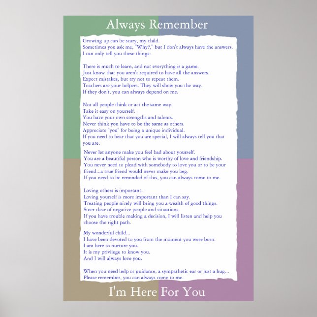 Pôster Lembre-se sempre que estou aqui por você (Frente)