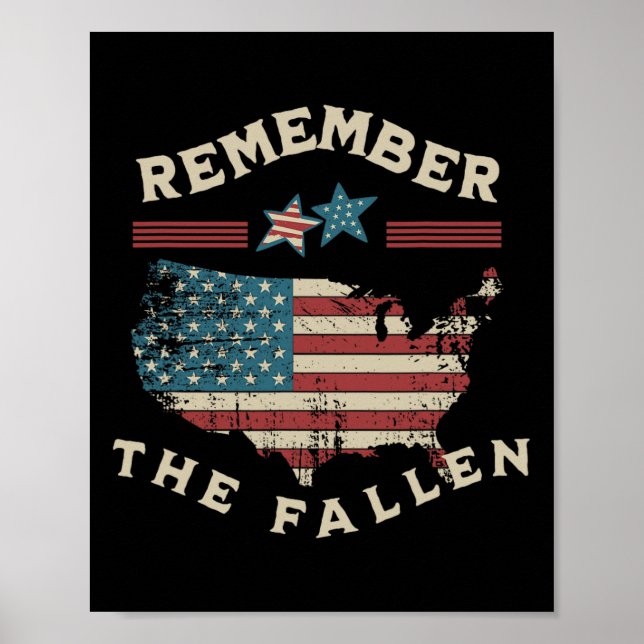 Poster Lembrem-se do Fallen American Flag Memorial Day 4t (Frente)