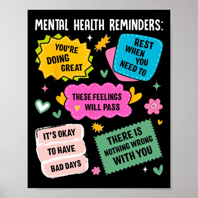 Poster Lembretes de Saúde Mental  (Frente)