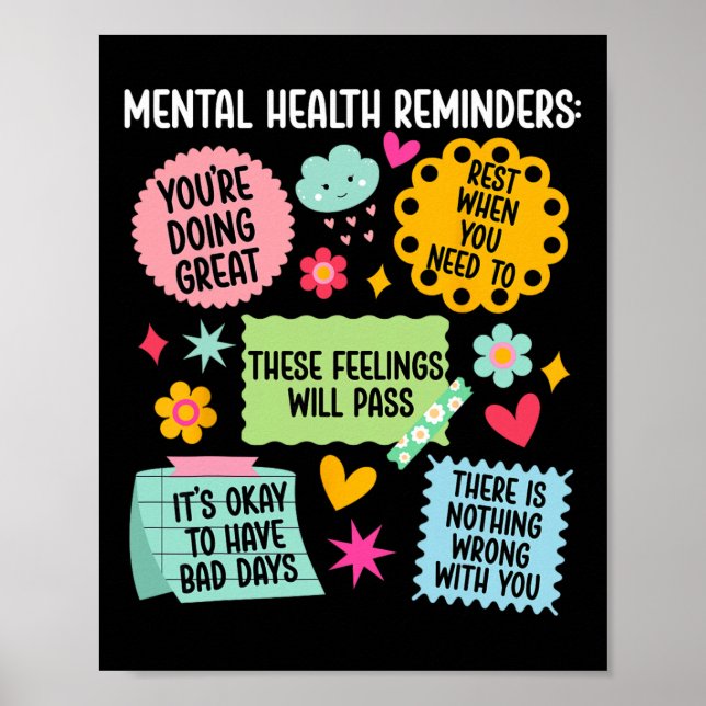 Poster Lembretes de Saúde Mental Mês de Conscientização s (Frente)