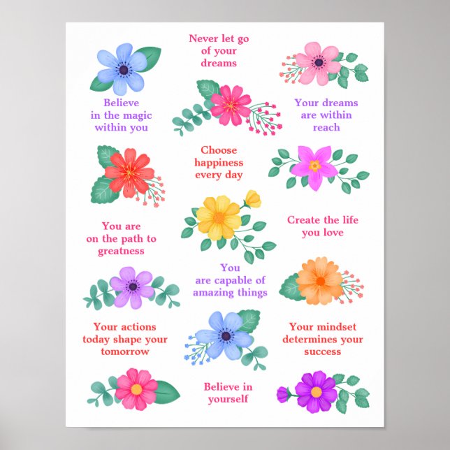 Poster Lembretes Diários Cotações Motivacionais Positivas (Frente)